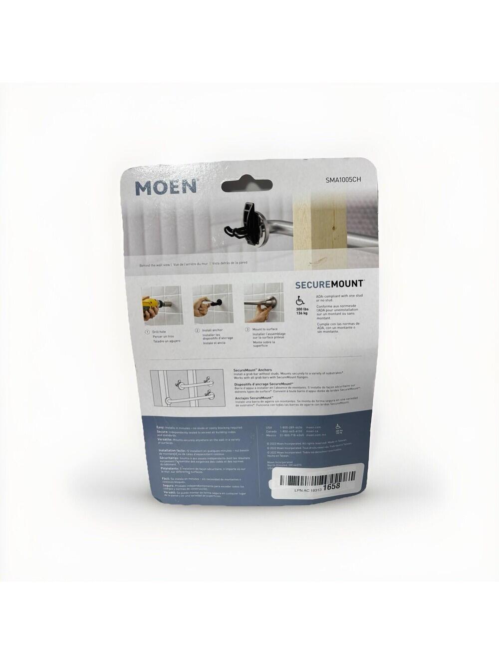 Moen SecureMount SMA1000 Home Care Anchor Mounting Kit Chrome New in Package - Picture 4 of 4